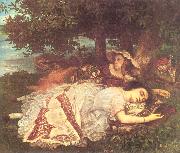 Courbet, Gustave The Young Ladies on the Banks of the Seine (Summer) painting